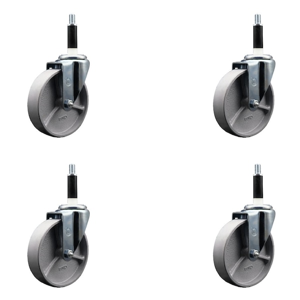 Service Caster 5'' Semi Steel Wheel Swivel 7/8'' Expanding Stem Caster Set, 4PK SCC-EX20S514-SSS-78-4 - main